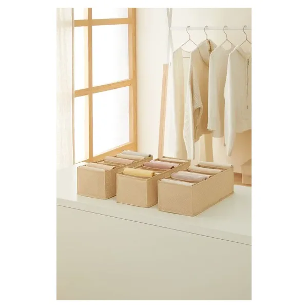 Ocean Home Textile 3Lu 8 Bolmeli Bej Baliksirti Cekmece Duzenleyici Set