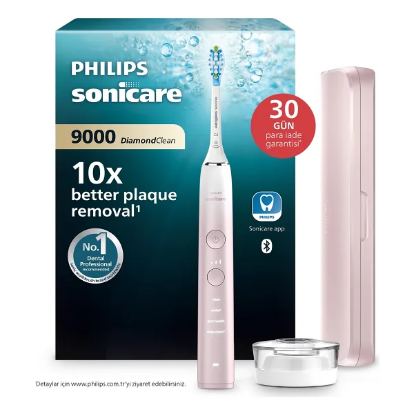 Philips Sonicare Diamond Clean Şarjlı Diş Fırçası, 4 Mod, Basınç Sensörü, Seyahat Kabı, HX9911/84 - Pembe
