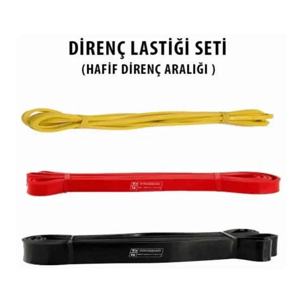 powerband Direnç Lastiği Ve Egzersiz Bandı Seti Hafif Direnç Seti 3 Adet