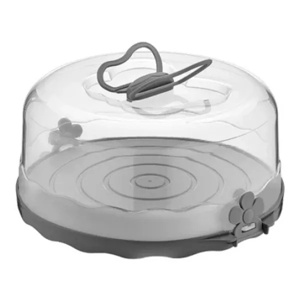 Primeaks Kapaklı Kek Fanusu 26 cm - Pasta ve Kek Taşıma Kabı, Şeffaf Koruyucu Kapak