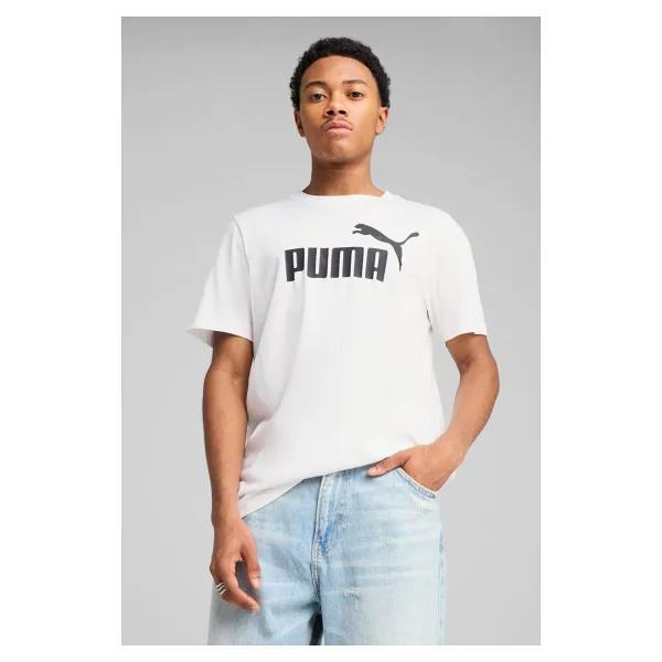 Puma Essentials No. 1 Logo 682532-02 Beyaz Kısa Kollu Yuvarlak Yaka Erkek Tişört