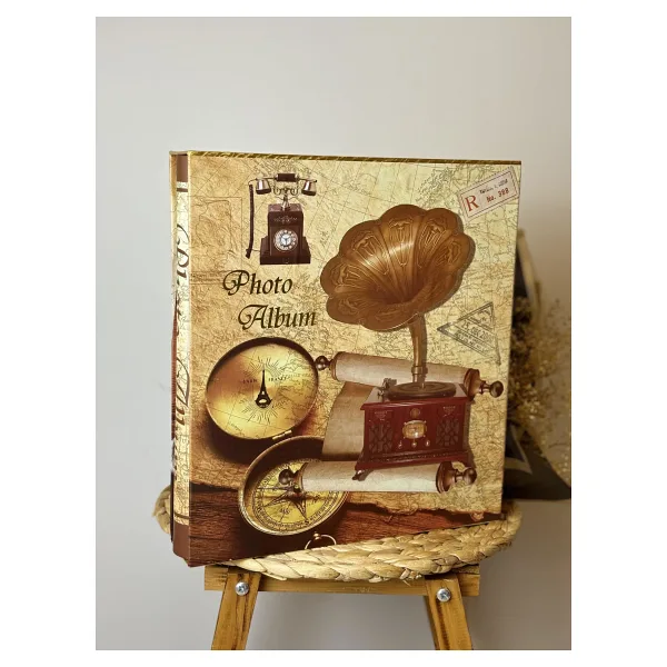 Rabsev Rs21 Fotoğraf Albümü 10x15cm 600 Lük Gramafon Desenli Kutulu