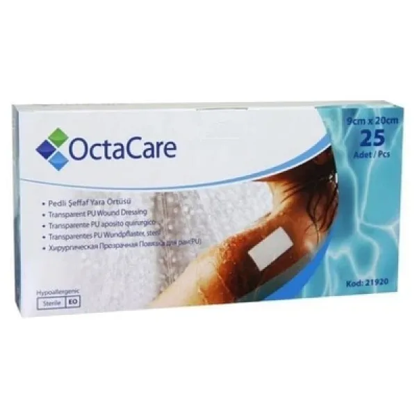 Seffaf Pedli Su Gecirmez Yara Ortusu 9Cm X 20Cm 25 Adet Tekli Steril Paket