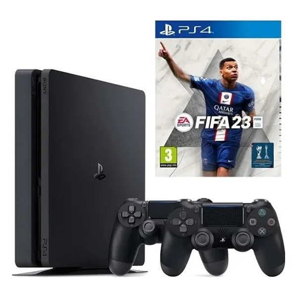 Sony Playstation 4 Slim 500 GB + 2. Ps4 Kol + Ps4 Fifa 23