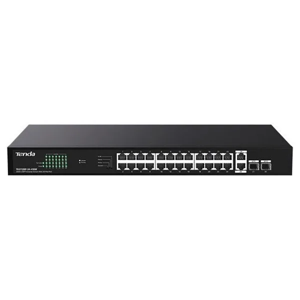 TENDA TEG1128P-24-410W 24 PORT 10/100/1000 POE 2 PORT UPLINK +2 SFP 410W YONETILEMEZ RACK MOUNT SWITCH