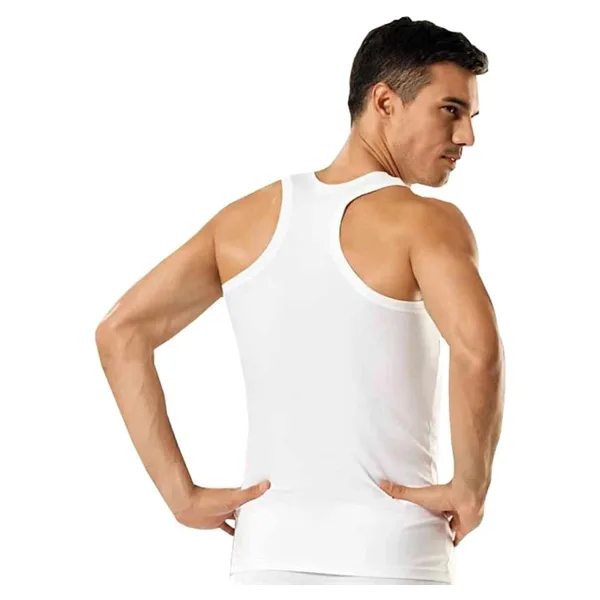 Tutku Erkek Ribana Sporcu Rambo%100 Pamuk Atlet 6'lı Paket (3-3 Siyah), Beyaz, 2XL