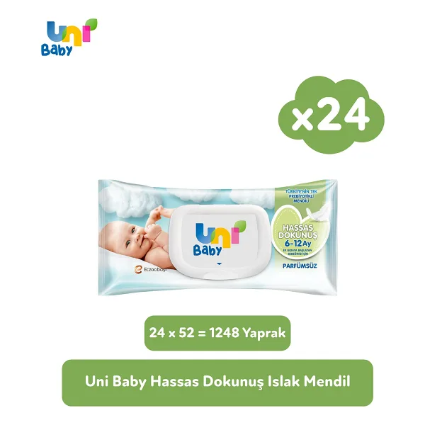 Uni Baby Hassas Dokunuş 52 Yaprak 24'lü Paket Islak Mendil