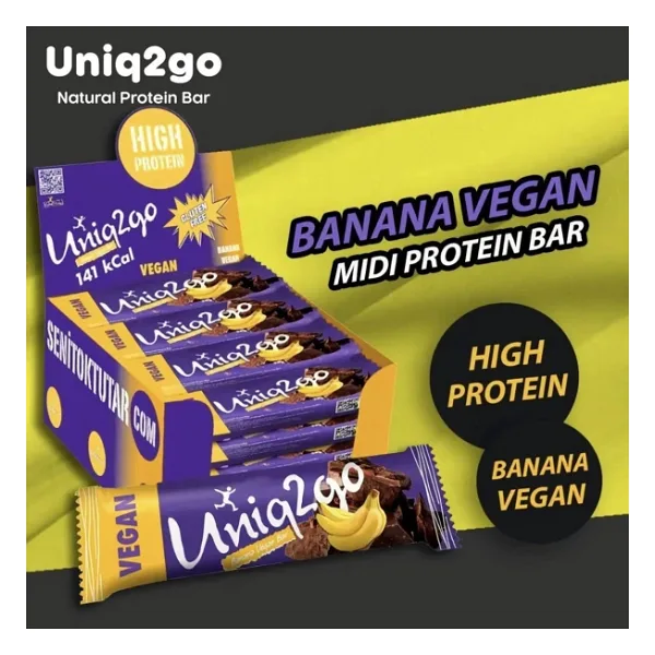 Uniq2Go Banana Vegan 38 G. Midi Protein Bar 16'li Kutu