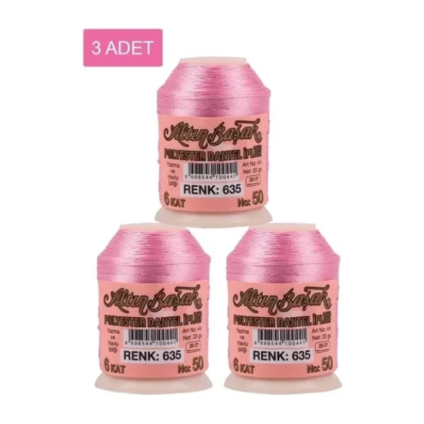 3 Adet Altınbaşak Oya ve Dantel İpi 20 gr - Royaleks - No: 635