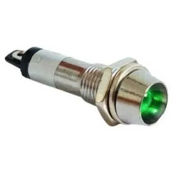 8mm 24V Metal Sinyal Lambası - Yeşil