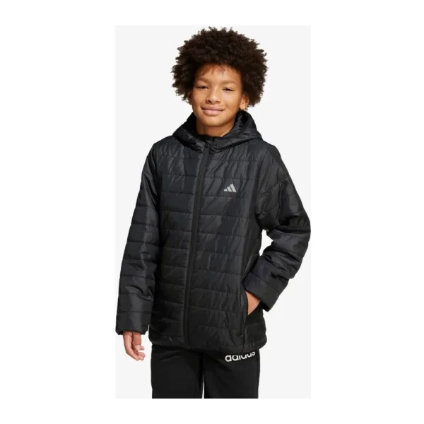 Adidas Essentials Light Padded JL7444 Kapüşonlu Siyah Çocuk Şişme Mont