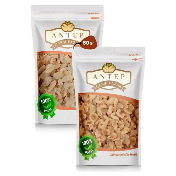Antep Çarşı Pazar File Badem 50 Gr. File Fındık 50 Gr.