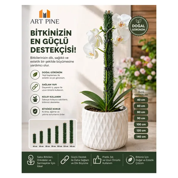 ART PINE Bitki Destek Çubuğu Premium Kalite Solmaz Dökülmez 80cm