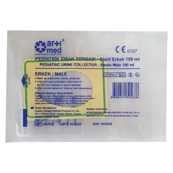 Artımed Idrar Torbası Pediatrik Erkek 100ml(50 Adet)