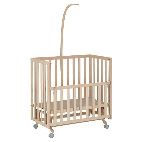 Babycom Anne Yanı Naturel Boyasız 50x90 cm Tekerlekli Ahşap Beşik