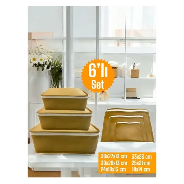 Balkan Room 6'lı Bej Valiz Düzenleyici , Bavul Içi Düzenleyici Organizer Set