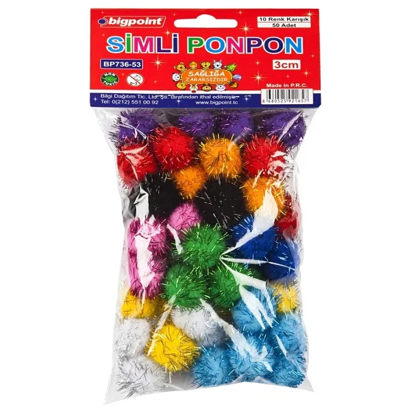 Bigpoint Ponpon 3 cm 10 Renk / 50'li Poşet