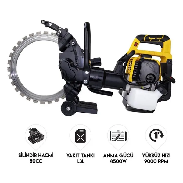 Branzeg Benzinli Duvar Beton Kesme Makinesi 80CC 9000RPM