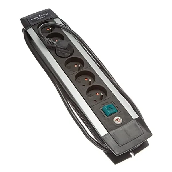 Brennenstuhl AN4 Premium Alu-Line grup priz ile şalter 1,8 m H05VV-F 3 G1,5, Gri, 1391001066