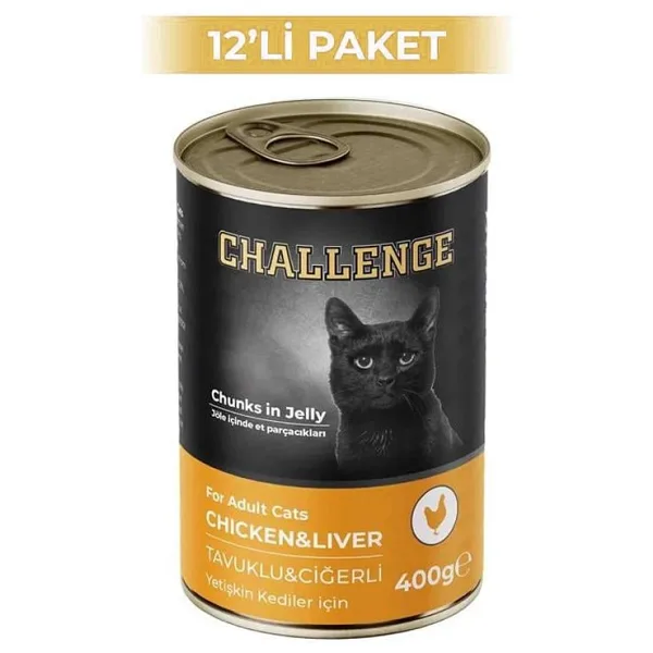 Challenge Tavuklu ve Ciğerli 400 gr 12'li Yetişkin Konserve Kedi Maması