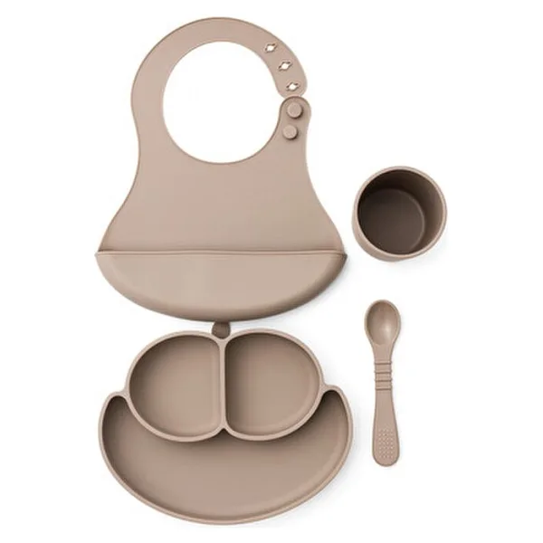 CKM Silikon 4lü Bebek Beslenme Seti Bej Bpa İçermez Kolay Temizlenebilir ve Ergonomik Tasarım