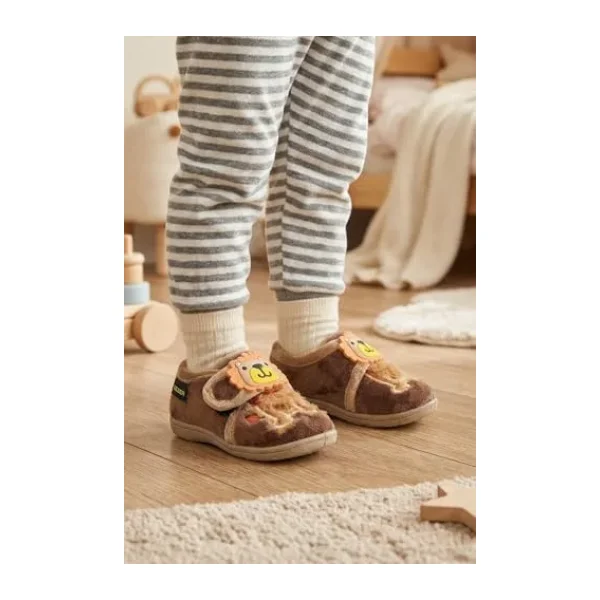 Gezer Bebe Erkek Çocuk Kışlık Cırtlı Ayarlanabilir Günlük Okul Kreş Panduf Ayakkabı GA2KBM.03361.00, Kahve, 22