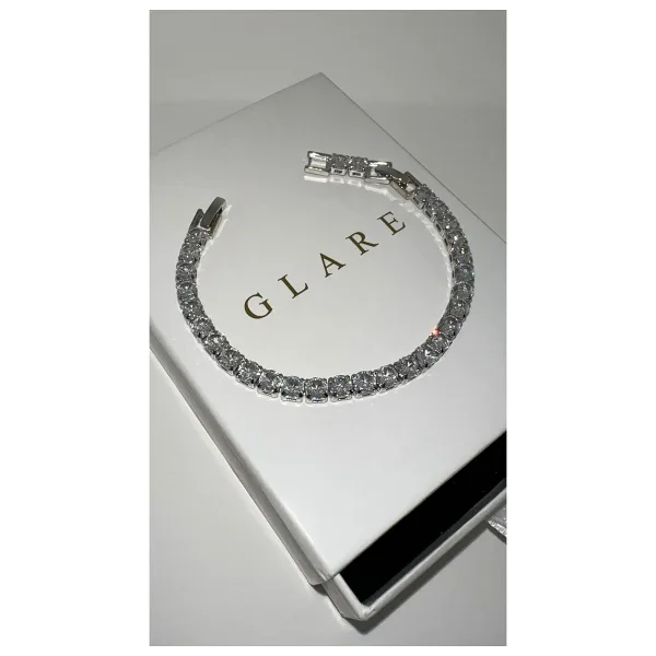 GLARE JEWELRY CO 5mm Gümüş Pırlanta Montür Suyolu Çelik Bileklik 15+3cm
