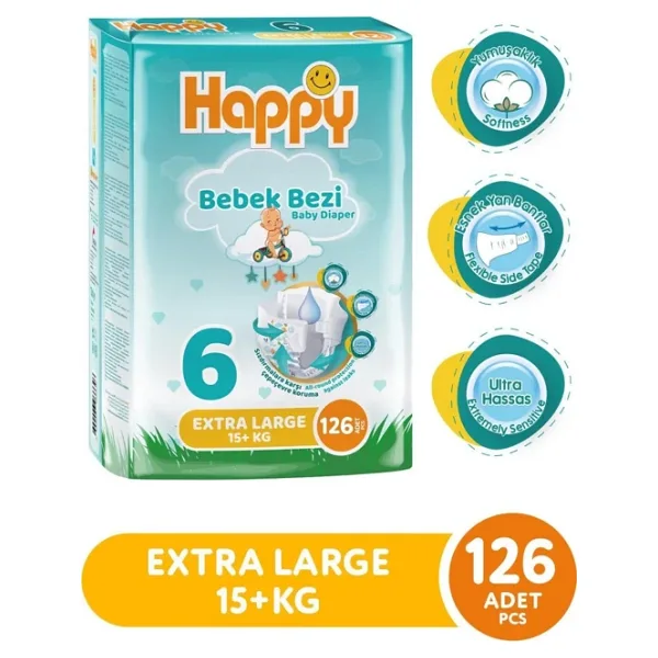 Happy 6 Numara Extra Large 126'lı Bebek Bezi