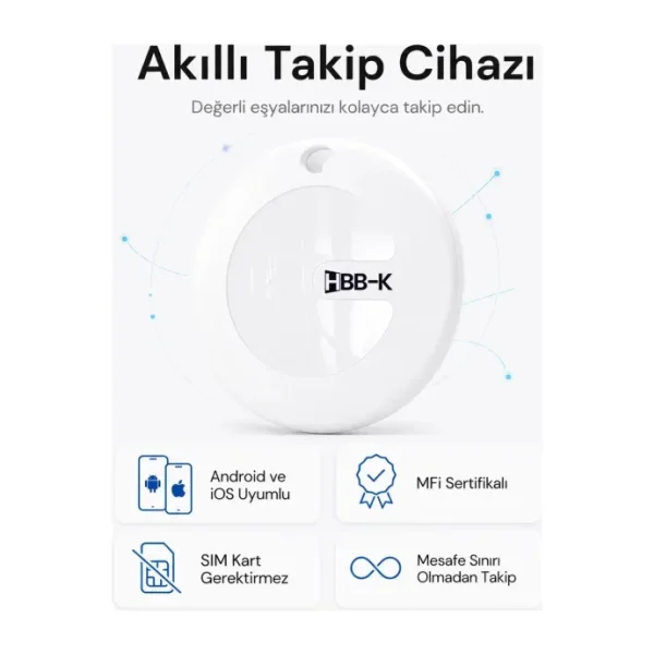 Hbb-K Android Uyumlu Tag Google Sertifikalı Takip Cihazı - Android Uyumludur - Beyaz
