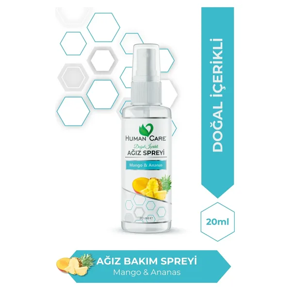 Human Care Ağız Spreyi - Mango & Ananas - Alkolsüz Doğal Ağız Kokusu Giderici Önleyici