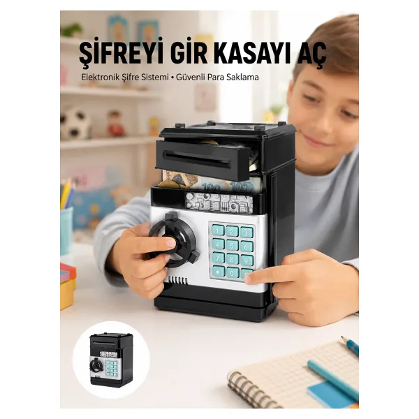 Işıklı Sesli Şifreli ATM Görünümlü Kasa Kumbara