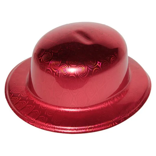 Kirmizi Renk Hologramli Plastik Yuvarlak Melon 27X24 Cm