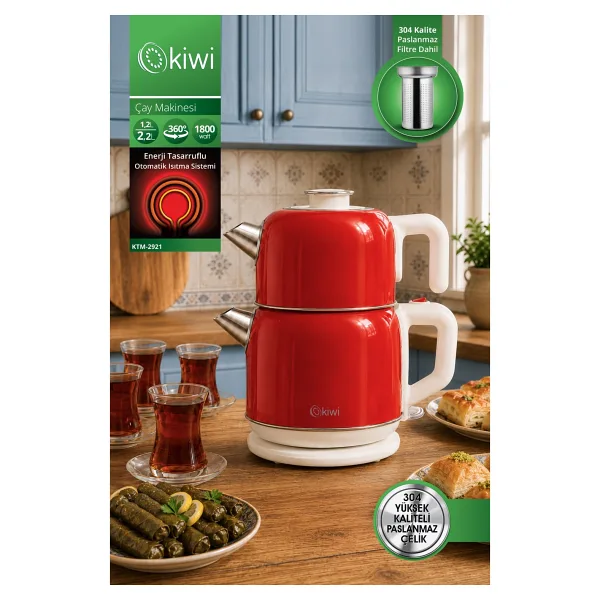 Kiwi Retro KTM-2921 1800 W Çelik Çay Makinesi