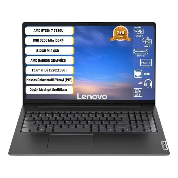 LENOVO 15.6" V15 G4 82YY0012TR RYZEN 7730U-8GB RAM-512GB NVME-FDOS