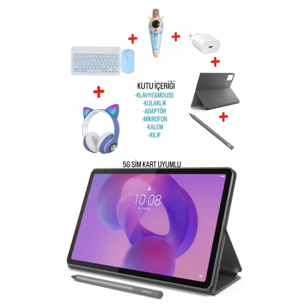 LENOVO 5G Sim kart Uyumlu Idea Tab 2.4Ghz 8Gb 128Gb-Android Tablet+mikrofon +klavye ve mouse+kalem