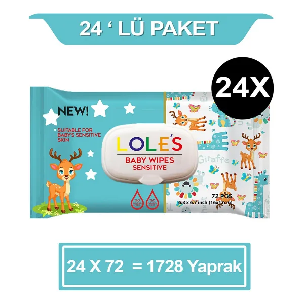 Lole's Sensitive 72 Yaprak 24'lü Paket Islak Mendil
