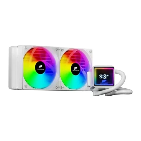 MEGALODON TR240 ARGB Sıvı Soğutucu Dijital Derece Göstergeli İşlemci Soğutucu Fan (BEYAZ RENK)