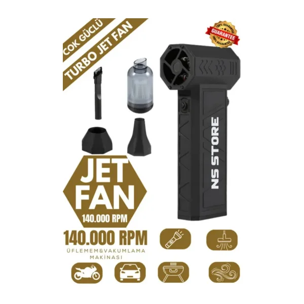 NS Store Mini Turbo Jet Fan Vakum & Üfleme Araç Temizleme, Kurutma, Mangal Körükleme, Kar Temizleme