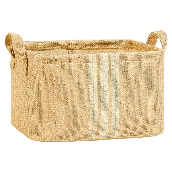 Ocean Home Textile Çizgili Jüt Sepet 30 x 21 x 18 cm
