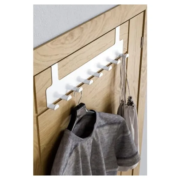 Orret Home Metal Mat Siyah Kapı Arkası Askılık - 8 Kancalı Amerikan Tipi Organizer Askı, Banyo ve Oda Kapıları İçin Pratik Askılık, Delmeden Montajlı Kapı Arkası Askı (Beyaz)