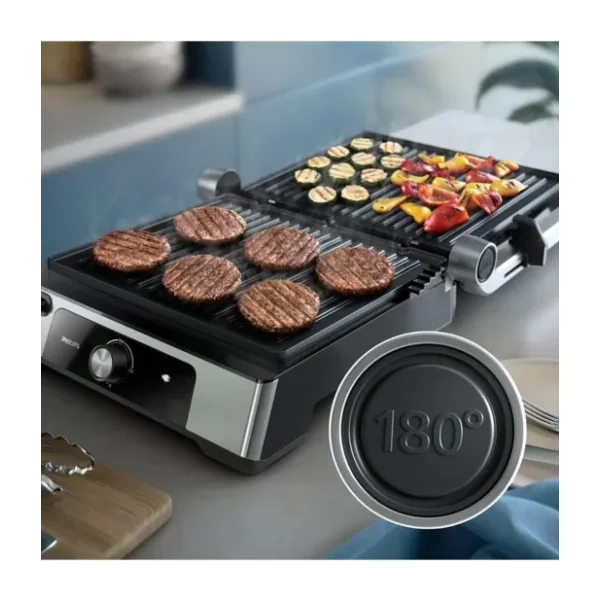 Philips Techx 5000 Serisi, 2200W,Izgara ve Tost Makinesi, Izgara için Tam Açılır, Paslanmaz çelik