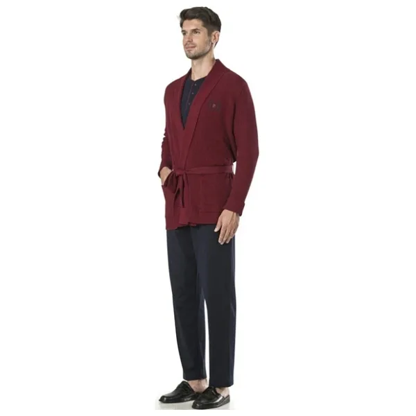 Pierre Cardin 5595 5'li Triko Röpteşambır Pijama Seti Bordo