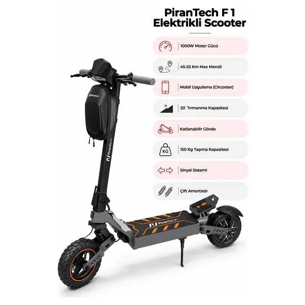 Pirantech F1 1000 W Katlanabilir Elektrikli Bisiklet