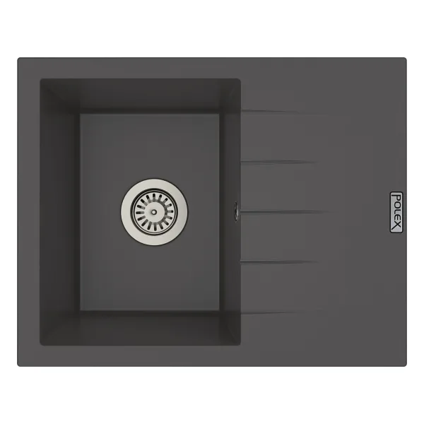Polex Cristalüx Granit Evye P-S60 Antrasit Tezgah Altı Ve Tezgah Üstü Kare Mutfak Evyesi 60.5x49.5 CM