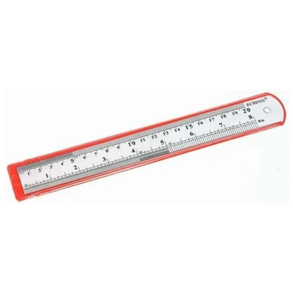 Rubenis Jr-20 Çelik Cetvel 20 cm Kırmızı Renk 1 Parça Ölçüm İçin Uygun