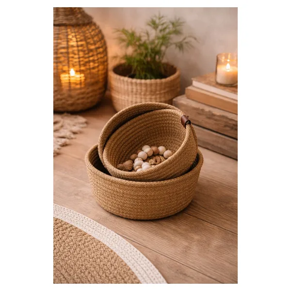 Soft Home 3'lü Jüt Organizer Sepet