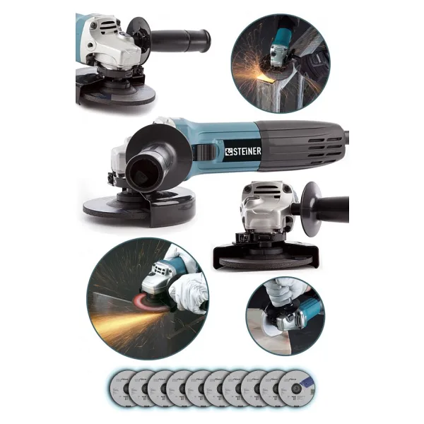 Steiner Germany Technology 2400 Watt Profesyonel Avuç Içi Spiral Taşlama Makinesi 125 Mm + 10 Disk