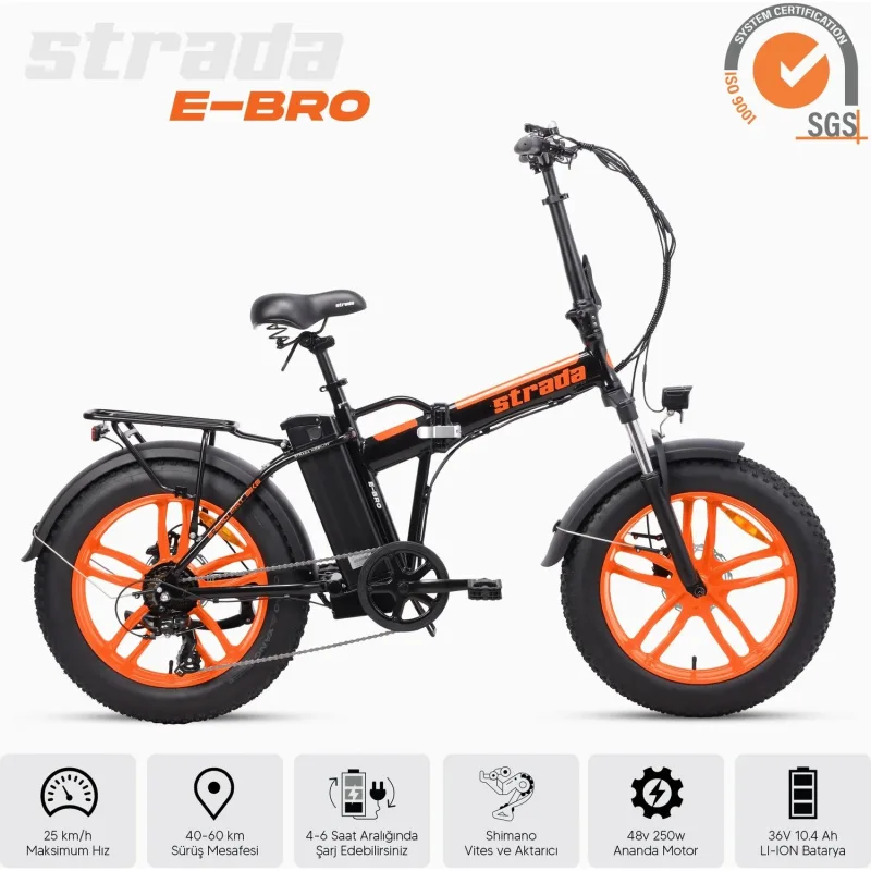 Strada E-Bro 250 W Katlanabilir Elektrikli Bisiklet