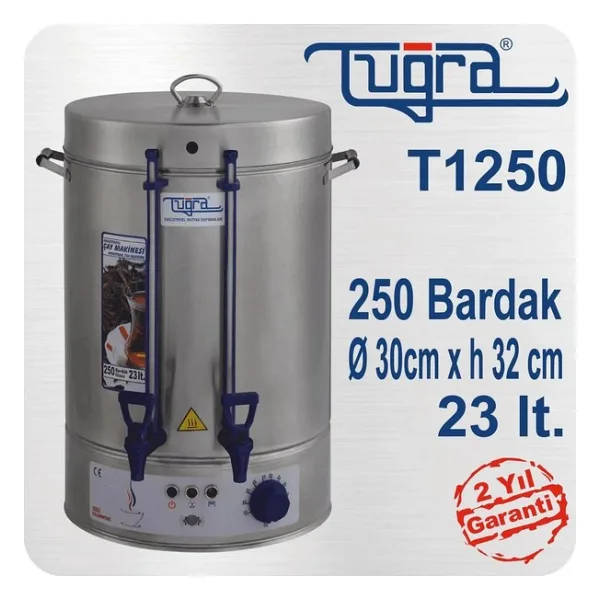 Tuğra Çay Makinası 250 Bardak 23 Lt. - Gri
