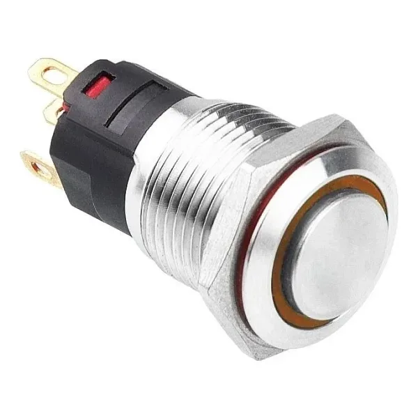 WD16A-G1Z-E 16mm Çıkık Anahtarlı Işıklı Metal Buton - Sarı